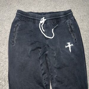 Three Nails Sweatpants Men's Size M Black Cross Christian Drawstring Joggers